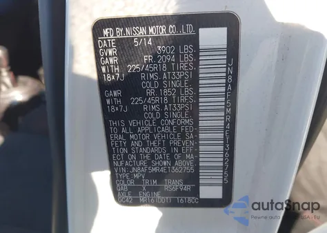 2014 Nissan Juke Nismo/S/Sl/Sv from USA, damaged, VIN JN8AF5MR4ET362755